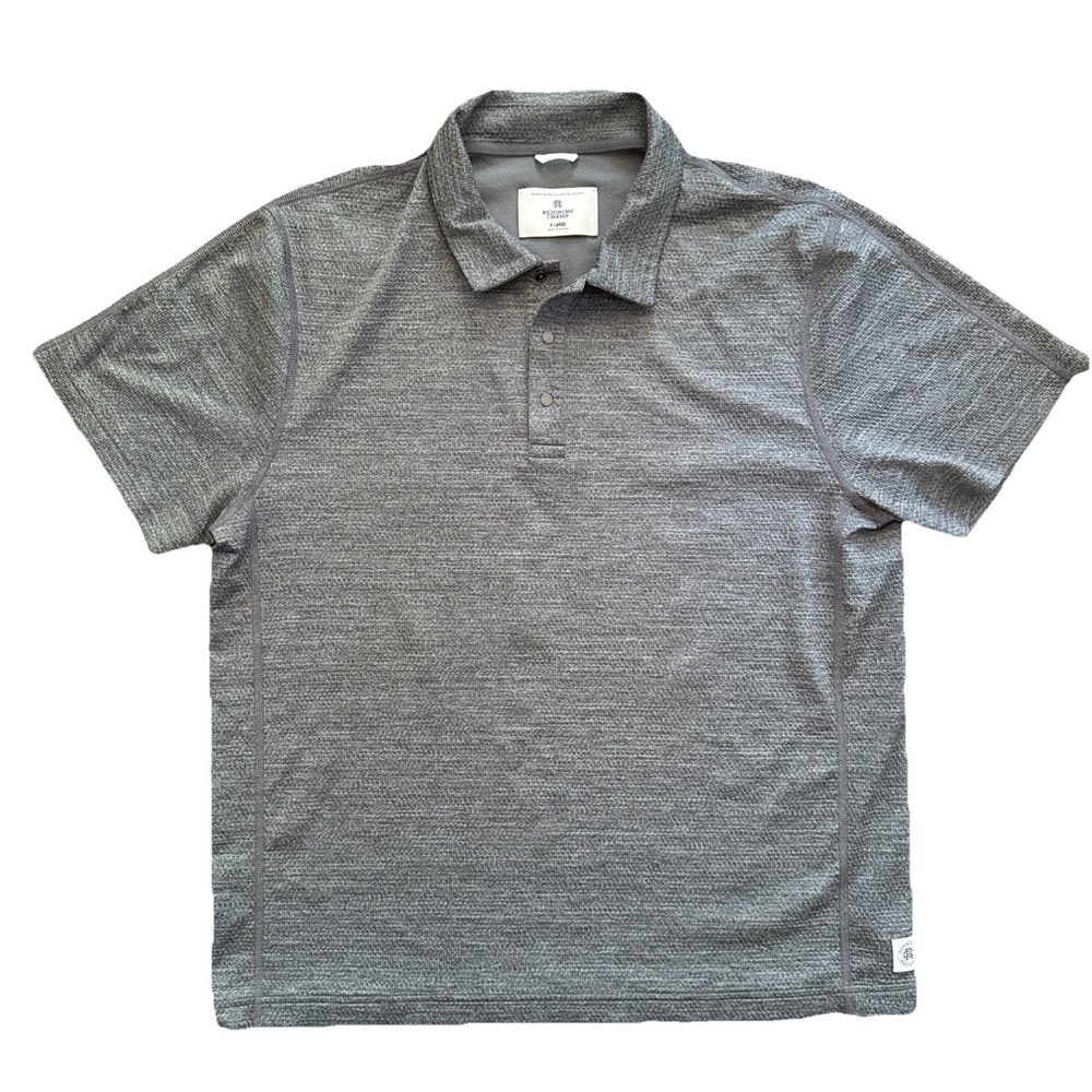 Reigning Champ Polo Shirt Men XL Gray Performance Stretch Snap Solotex - Picture 1 of 8